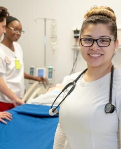 Smiling female nursing student.