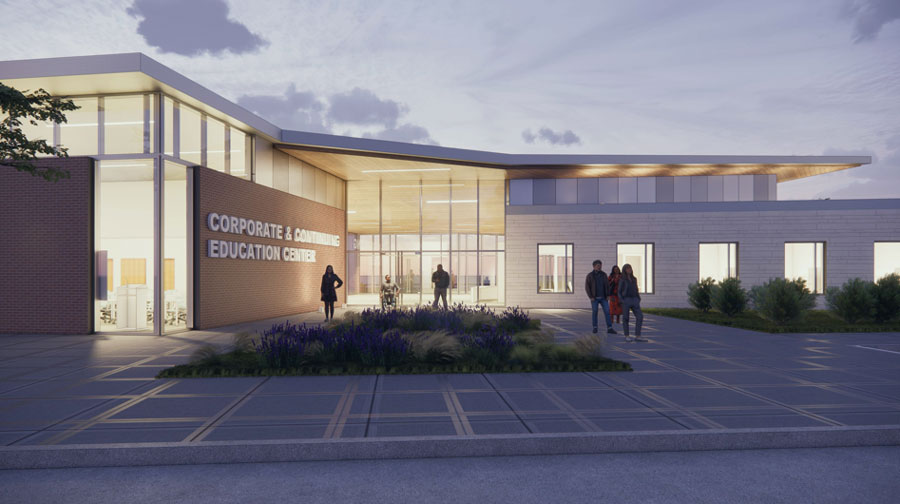 Outside view of the new Corporate and Continuing Education Center.