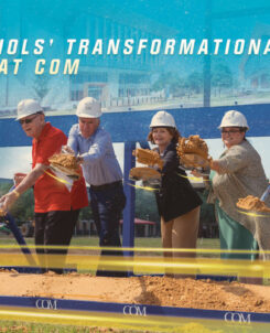 Dr. Nichols and the Board of Trustees breaking ground on a new building.