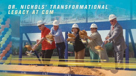 Dr. Nichols and the Board of Trustees breaking ground on a new building.