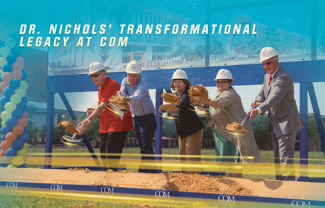 Dr. Nichols and the Board of Trustees breaking ground on a new building.